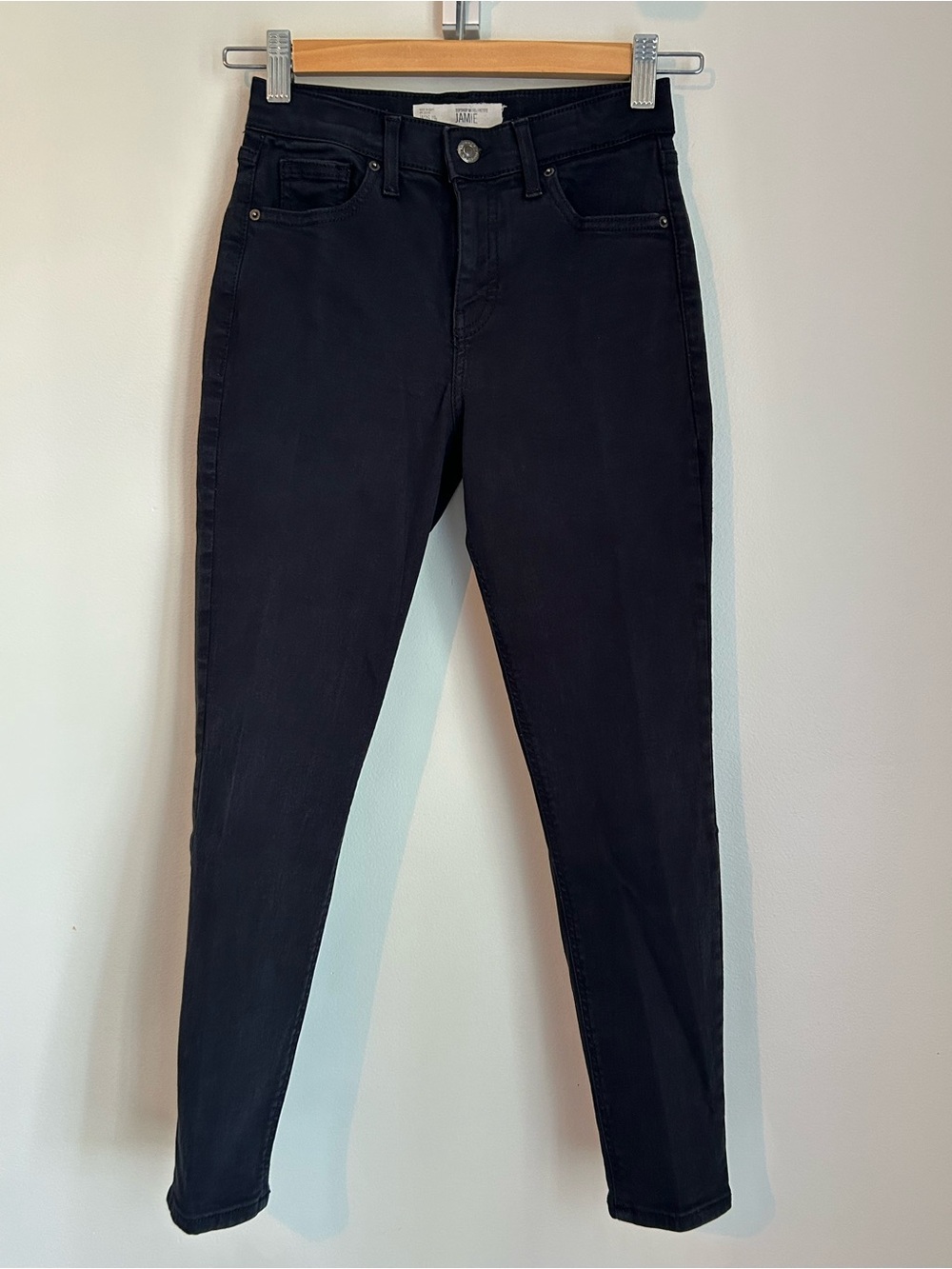 Topshop Jamie Black High-Rise Skinny Jeans, Size 26 Petite